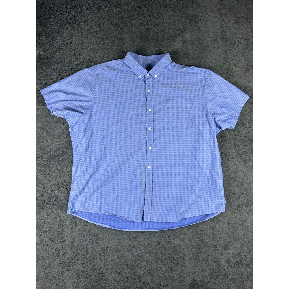 Cutter & Buck Shirt Mens 3XL Dress Blue Gingham Checks Short Sleeve Button Up